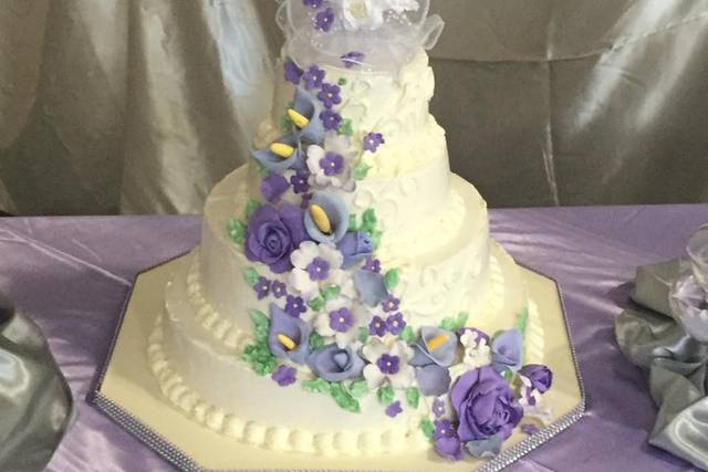 Purple floral decorations