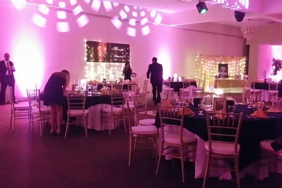 Pink lights for the reception