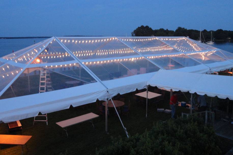 Lights in Clear Top Tent