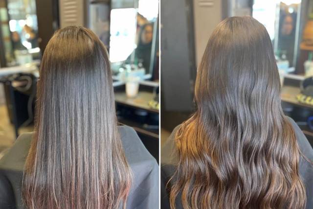 Hair extensions before and after