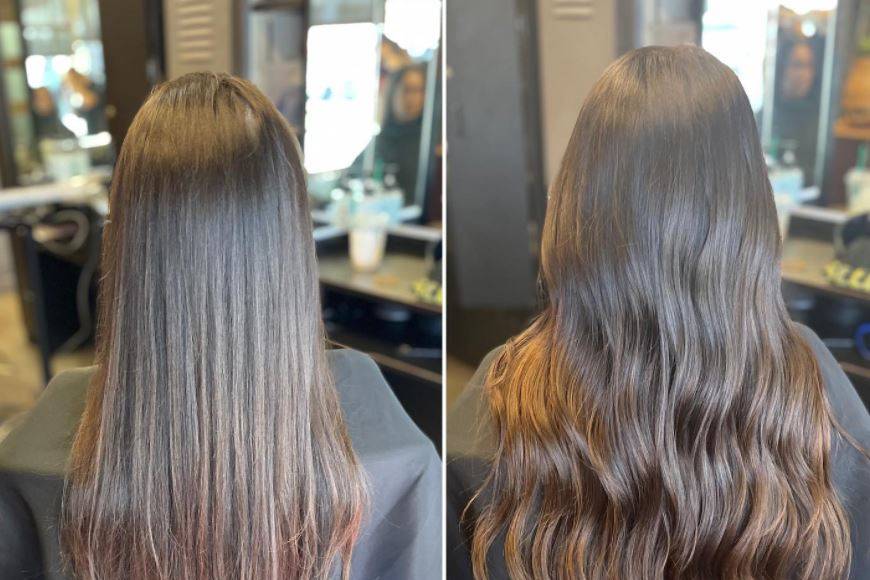 Hair extensions before and after