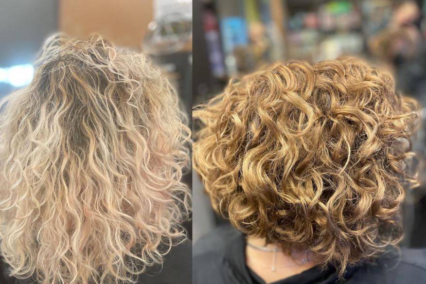 Curly hair before and after