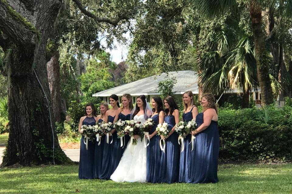 Bride and her bridesmaids