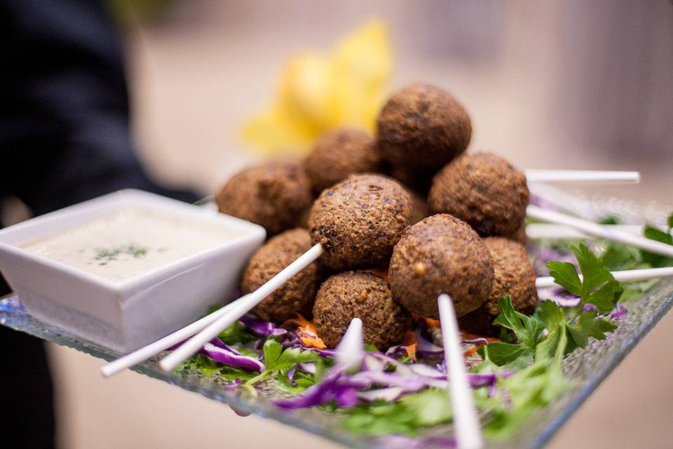 Falafel Ball on a Stick with Tahini Sauce