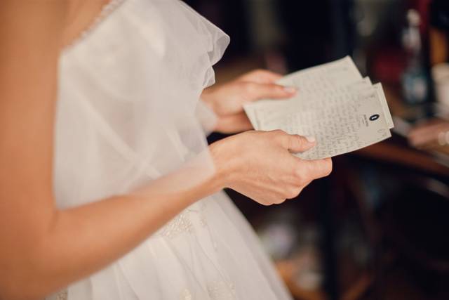 Bride getting ready quietly