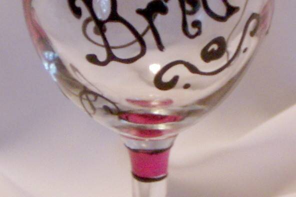 Brides Bachelorette Party wine glass. Can be customized with Brides name.