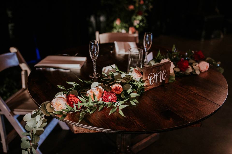 Sweetheart table setup