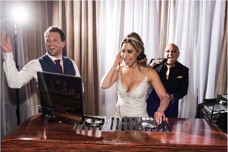 Bride behind the booth