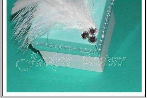 Aqua Crystals & Feathers Favor Box