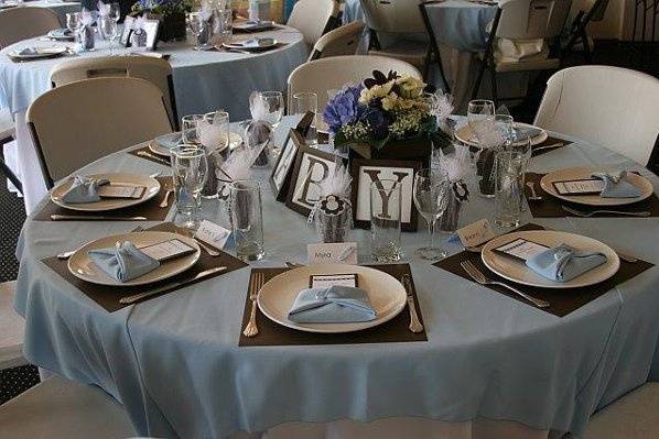 Table setup with centerpiece