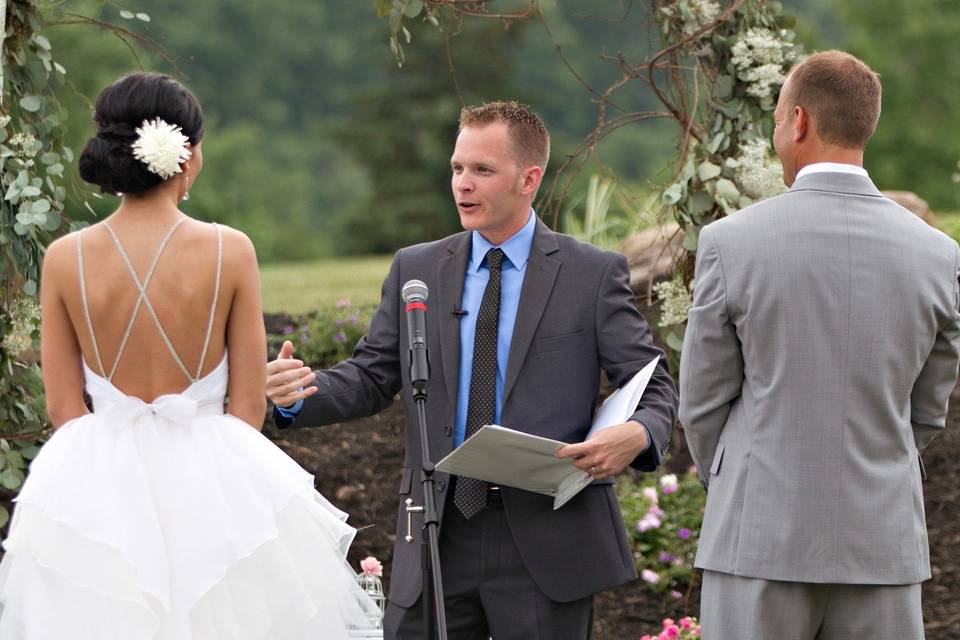 Wedding ceremony with officiant