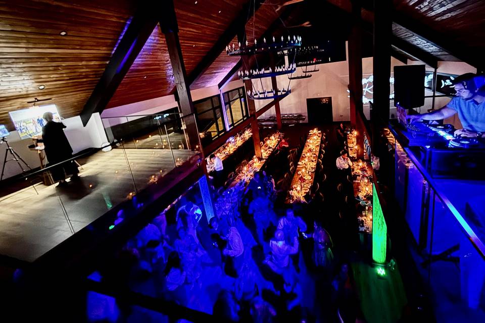 Wedding party dancing dj