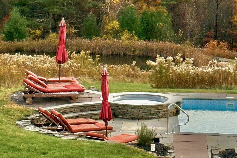 View of pool spa mountains