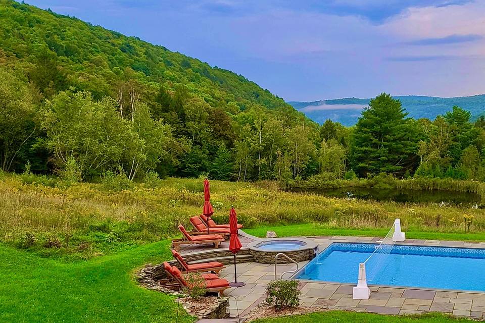 Pool and spa in summer
