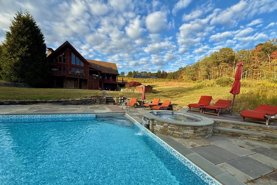 Pool with spillover spa