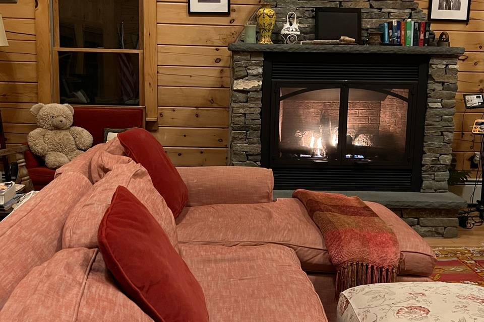 Chalet living room fireplace