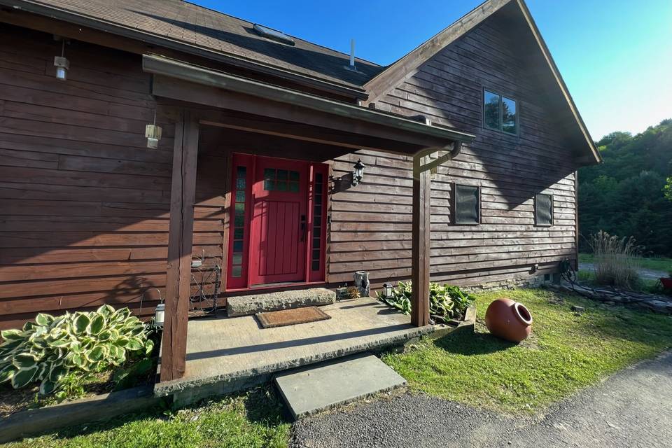 Entrance to log chalet