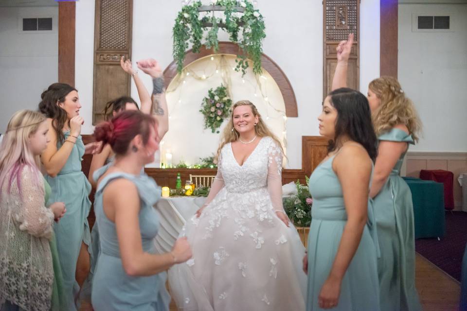 Dancing Bride with friends