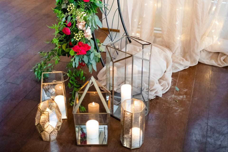 Floral arbor with candles