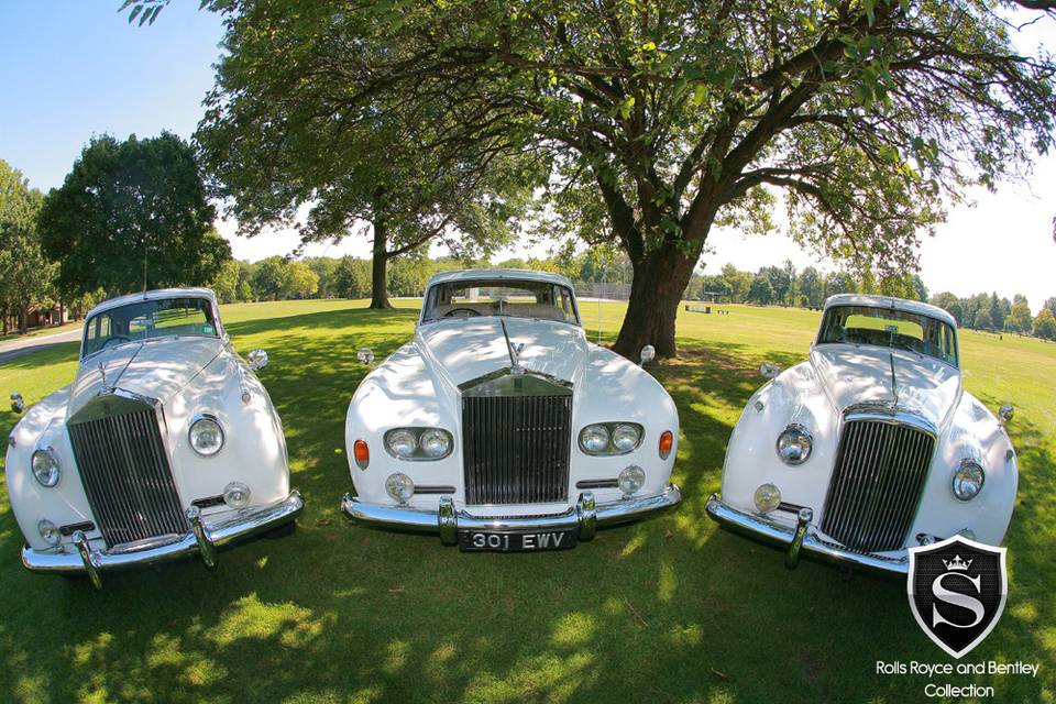 1960 rolls royce silver cloud ii - left1964 rolls royce silver cloud iii - center1962 bentley s2 - right