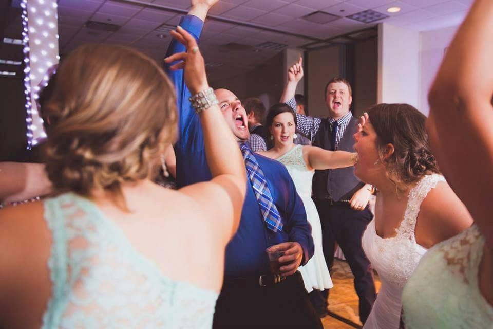 Bride and her crowd partying