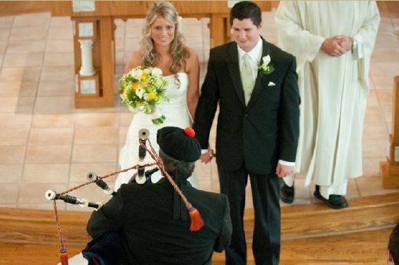 The Recessional. Marching up the aisle & then lead the newlyweds out