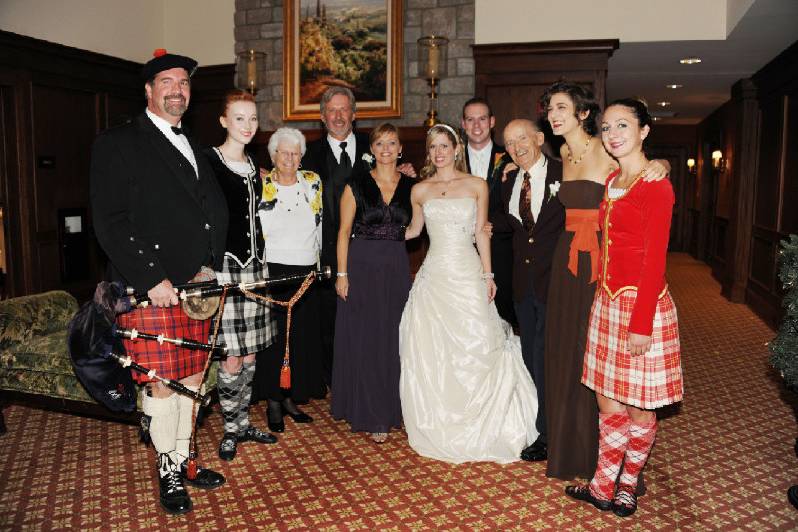 Posing with the family and highland dancers.