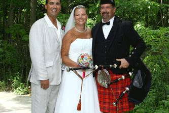 Posing after their beach ceremony.