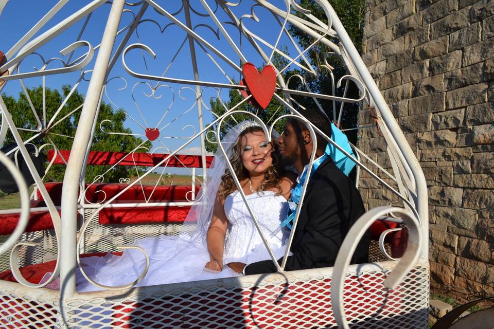 Couple photo in carriage