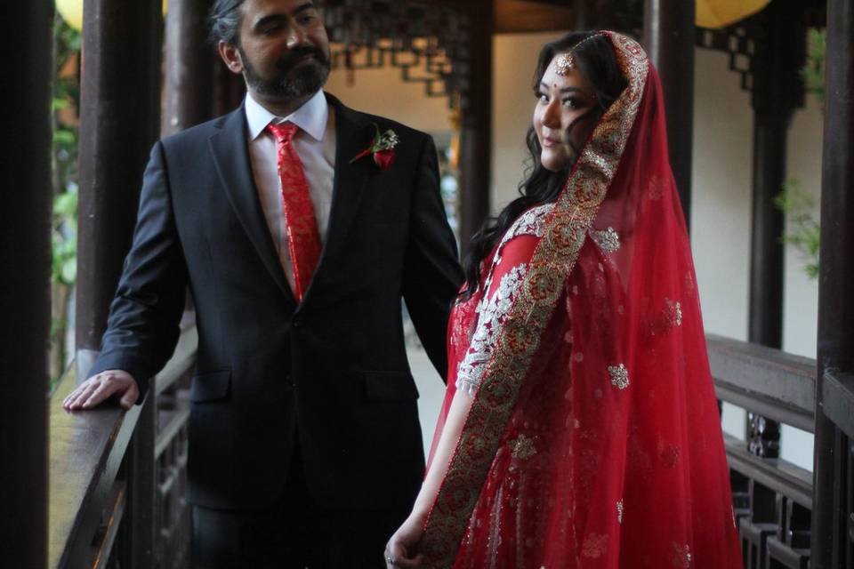 Newlyweds on the bridge
