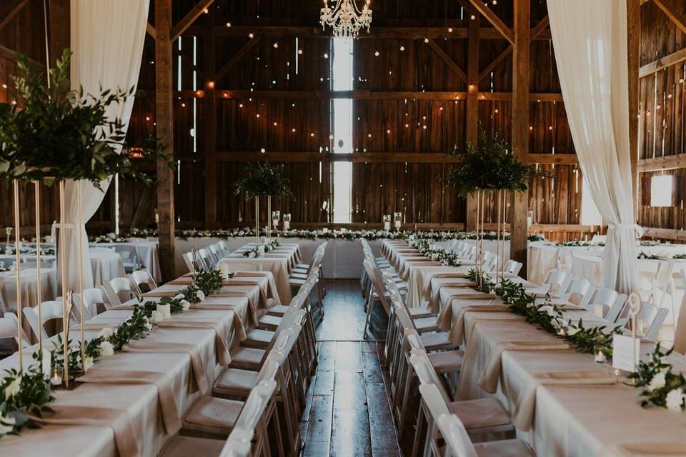 Inside Barn set for dinner