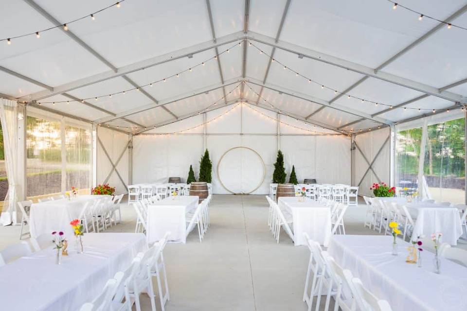 Tent, set for dinner
