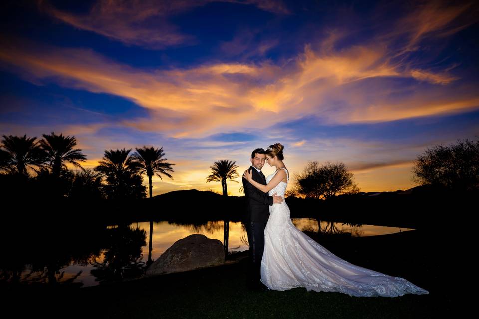 The bride and groom