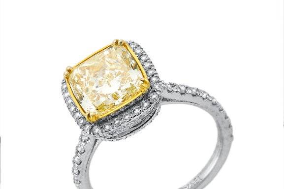 Yellow diamond ring pops in this setting.