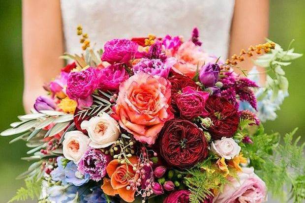 Wild, Colorful Bridal Bouquet