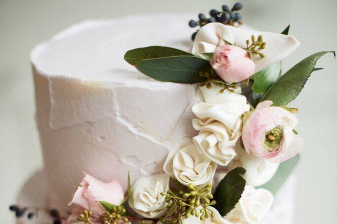 Three tier cake with flowers