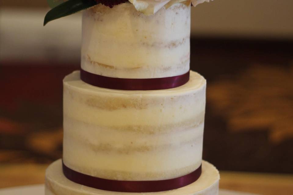 Naked Cake with Ribbon Edges