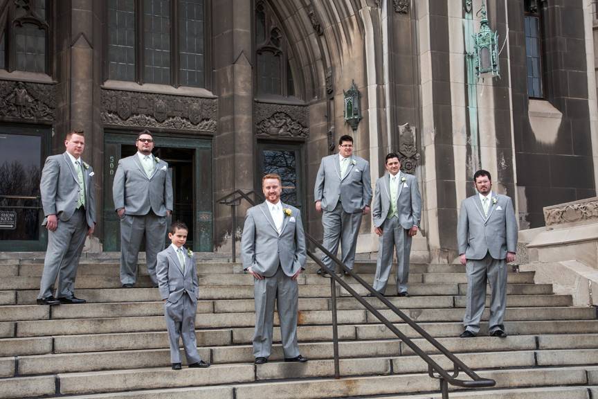 Groom, best man, groomsmen and ring bearer