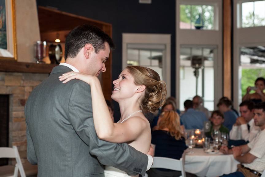 Bride and groom dancing