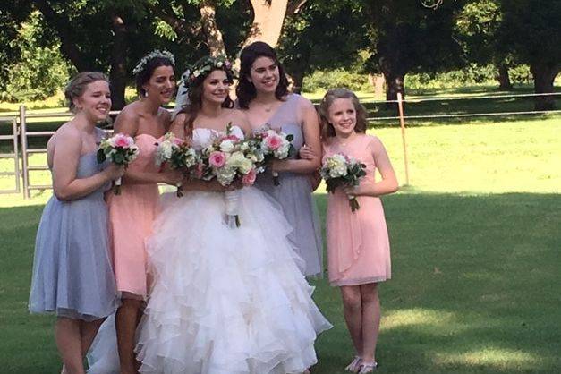 The bride with her bridesmaids