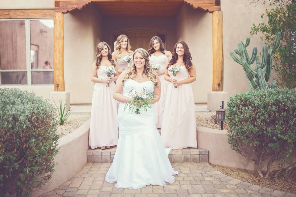 The bride with her bridesmaids