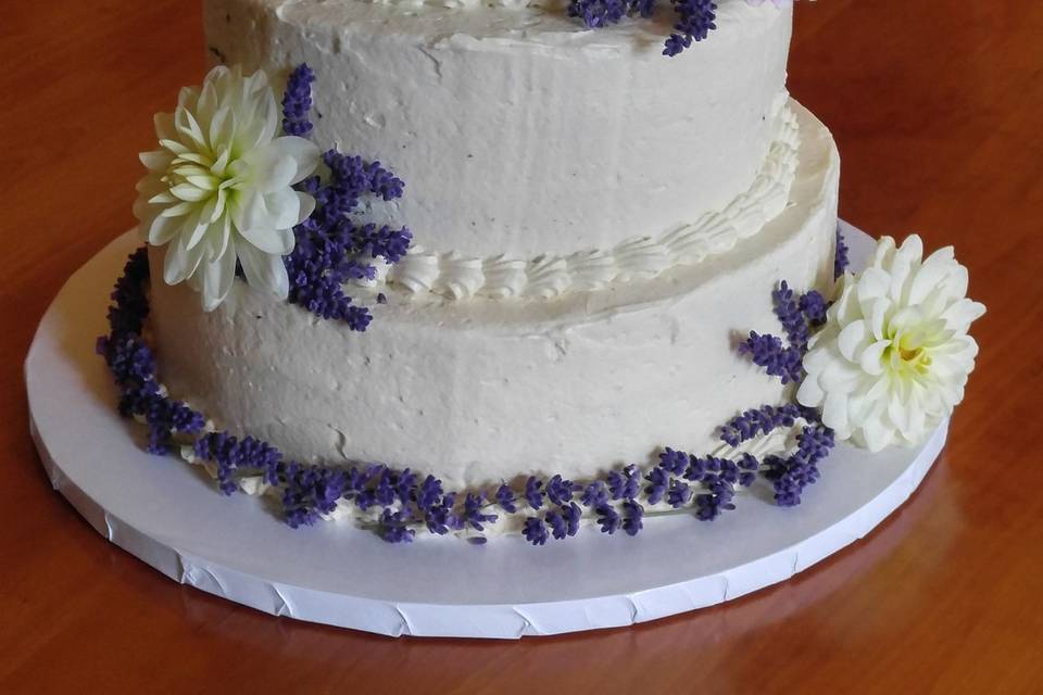 Three tier cake with flowers