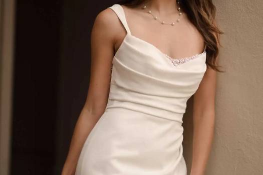 Satin and pearl wedding gown