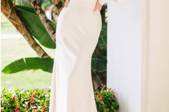 Ivory charmuse wedding gown