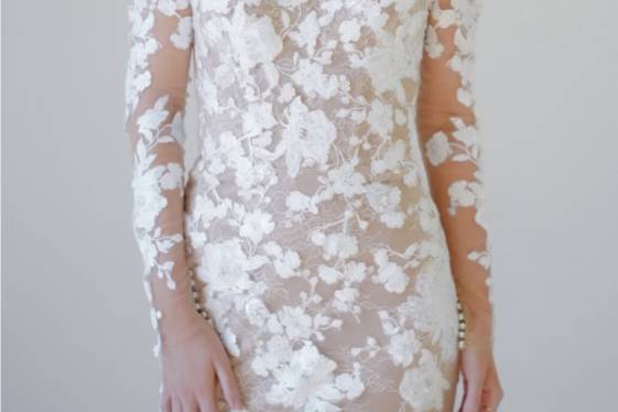 Lace off the shoulder bridal