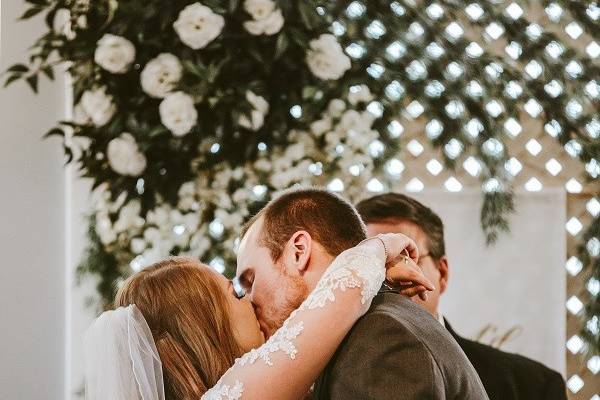 Ceremonial wedding kiss