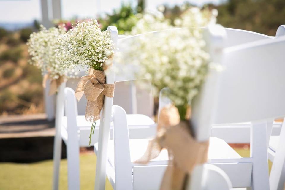 White resin chairs