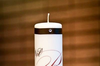 Custom wedding pillar candle