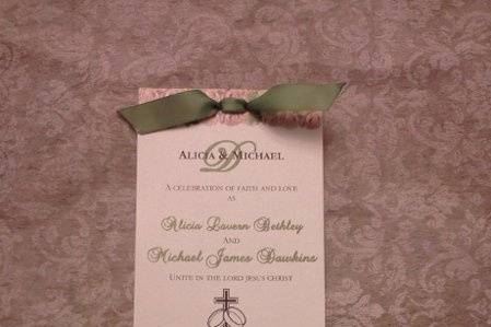 Layered tea-length layered wedding program