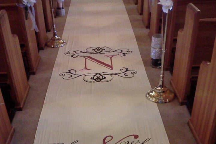 Hand Painted Fabric Wedding Aisle Runner